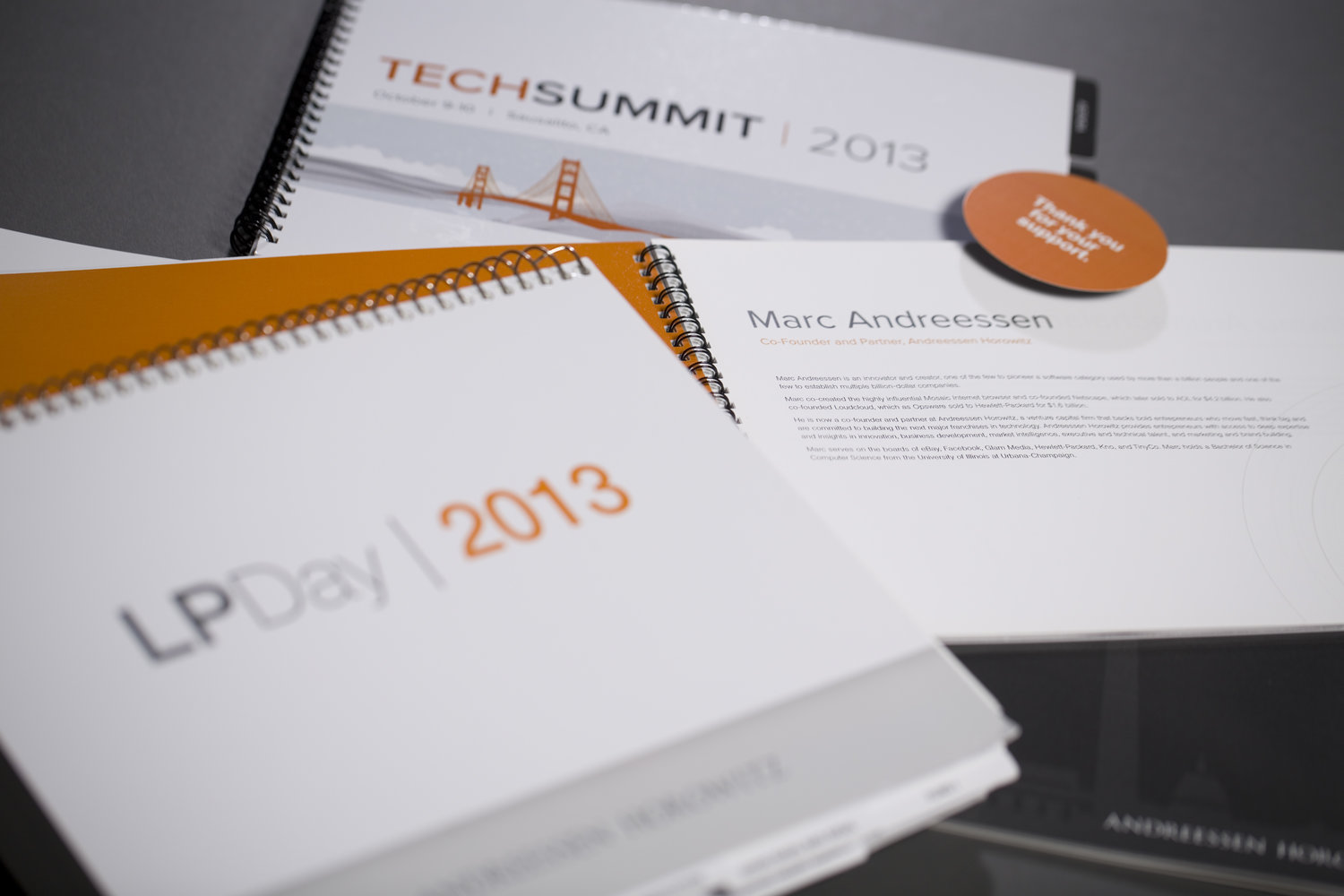 Andreessen Horowitz LP Day 2013 and Tech Summit program books